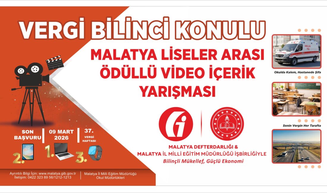 Vergi Bilinci Liselilerle Güçleniyor: Malatya’da Video Yarışması Başlatıldı Geleceğin bilinçli bireylerini yetiştirmek amacıyla yürütülen vergi bilinci çalışmaları kapsamında,