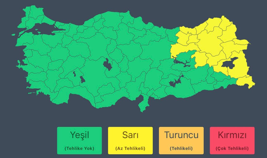 Meteoroloji Genel Müdürlüğü tarafından yapılan son değerlendirmelere göre, 24 Nisan