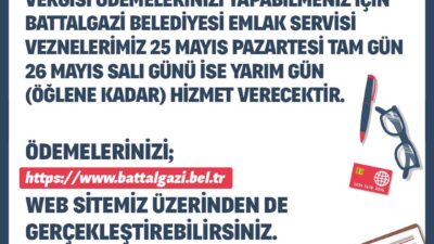 Malatya’da Battalgazi Belediyesi, vergi ödemelerinde yoğunluk yaşanmaması için bayram öncesi