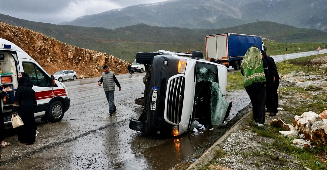 Malatya’nın Doğanşehir ilçesinde kontrolden çıkan yolcu minibüsünün devrilmesi sonucu 12