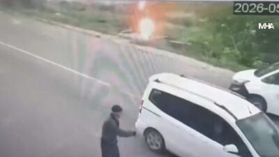 Malatya’da etkili olan sağanak ve dolu yağışı sırasında bir ağaca
