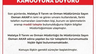 Malatya İl Tarım ve Orman Müdürlüğü, İl Müdürü Osman Akar’ın