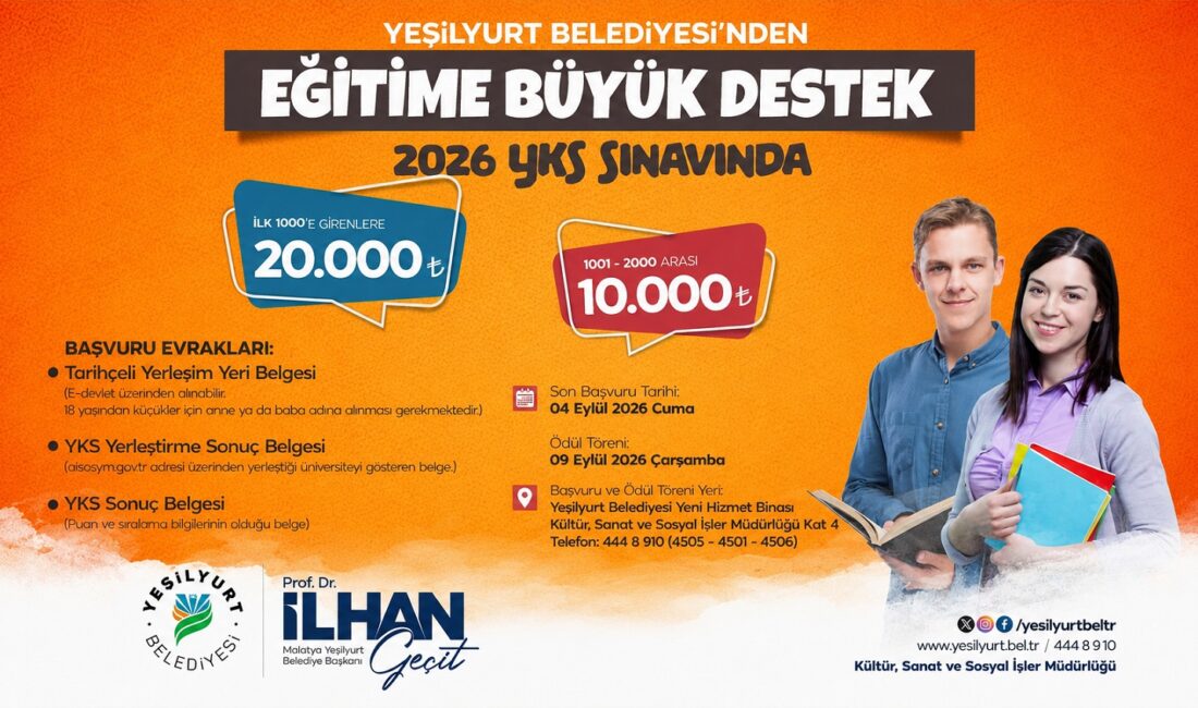 Yeşilyurt Belediyesi, gençlerin eğitim hayatındaki başarılarını desteklemeye yönelik çalışmalarını bu
