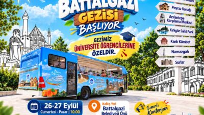 Battalgazi Belediyesinden Üniversite Öğrencilerine Tarih ve Kültür Gezisi Battalgazi Belediyesi, üniversite öğrencilerini üstü açık gezi otobüsüyle ilçenin tarihi