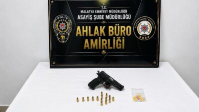 Malatya’da eğlence merkezlerine yönelik gerçekleştirilen denetimlerde ruhsatsız tabanca, fişek ve