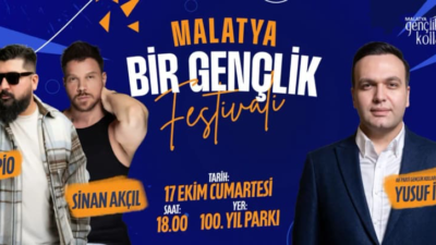 Malatya’da 17 Ekim Cumartesi günü düzenlenecek gençlik festivalinde ünlü sanatçılar