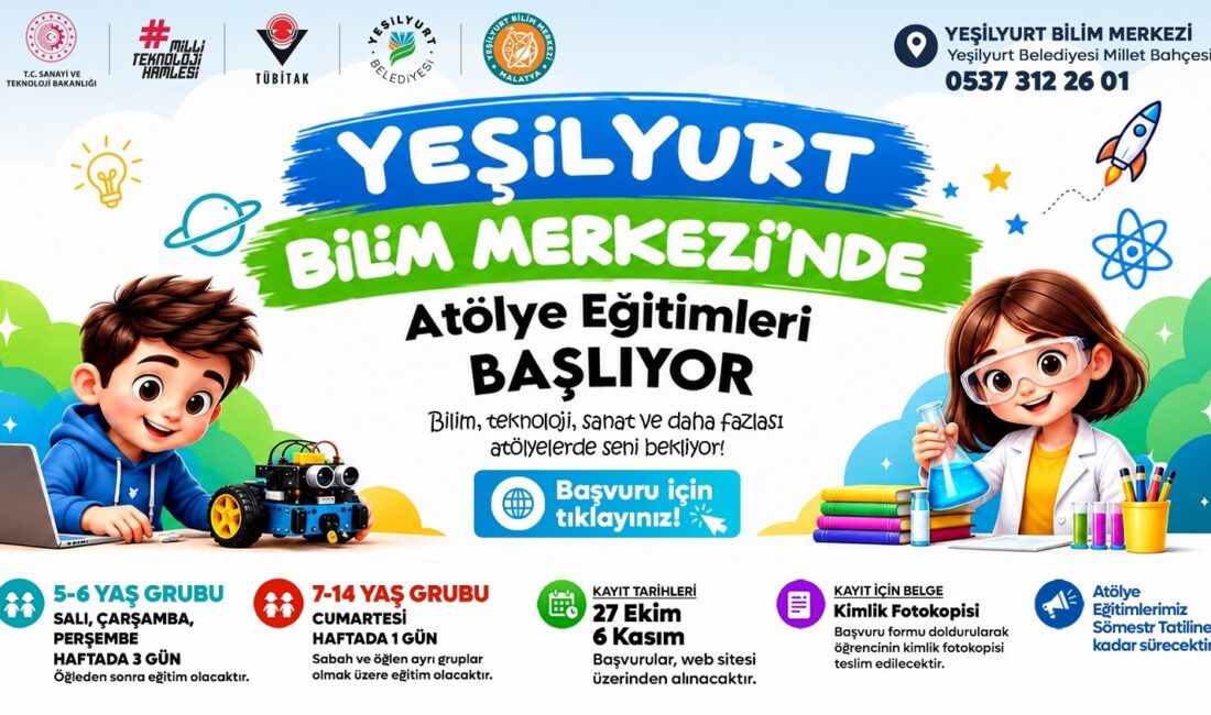 Malatya’nın Yeşilyurt ilçesinde 5-14 yaş arası çocuklara yönelik bilim, teknoloji